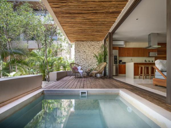 Copal Tulum Hotel : photo 3 de la chambre appartement de luxe jungle 1 chambre avec 2 lits simples, 1 canapé-lit king-size et piscine privée - vue sur jardin