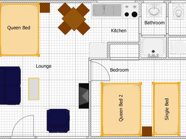 Argyle on the Park : photo 3 de la chambre appartement 1 chambre avec 2 lits queen-size et 1 lit simple