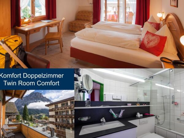 Hotel Hirschen - Grindelwald : photo 1 de la chambre chambre double avec balcon et vue sur la montagne