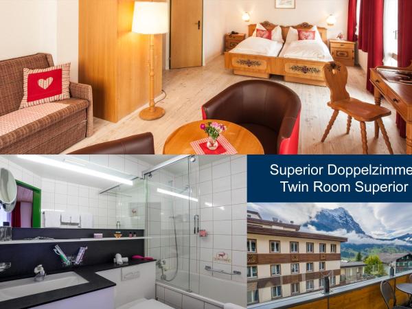 Hotel Hirschen - Grindelwald : photo 1 de la chambre chambre double supérieure avec balcon et vue sur la montagne