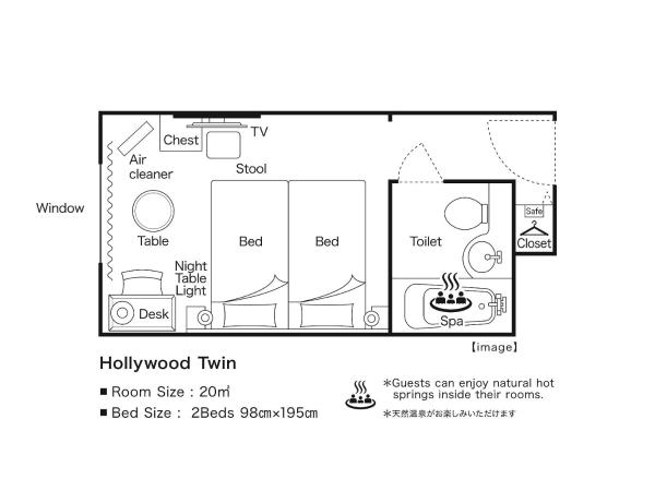 Hotel Hanshin Osaka : photo 3 de la chambre chambre lits jumeaux hollywood - non-fumeurs
