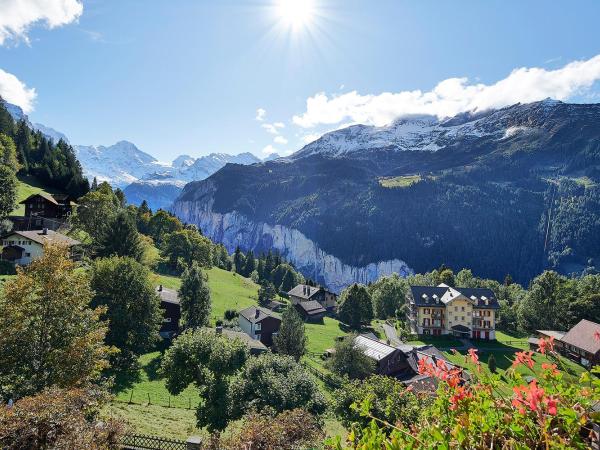 Hotel Alpenrose Wengen - bringing together tradition and modern comfort : photo 2 de la chambre chambre double supérieure avec balcon et vue sur la montagne