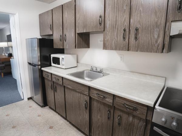 Robin Hood Inn and Suites : photo 9 de la chambre hébergement avec 2 lits queen-size et cuisine en option