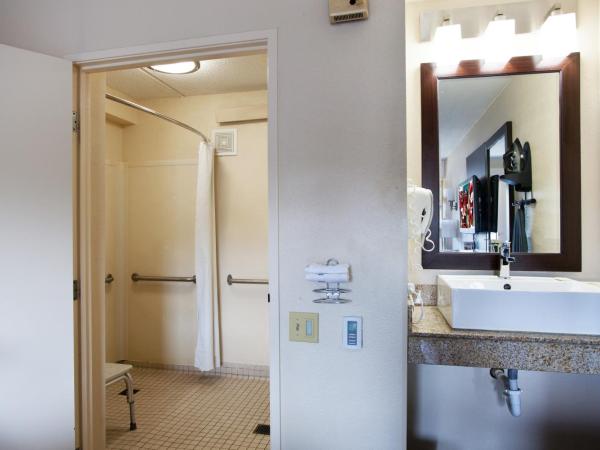 Red Roof Inn PLUS+ Nashville Fairgrounds : photo 4 de la chambre chambre lit king-size avec douche accessible en fauteuil roulant - accessibles aux personnes à mobilité réduite - non-fumeurs