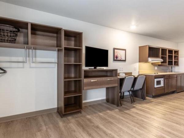 WoodSpring Suites Indianapolis Castleton : photo 6 de la chambre chambre lit queen-size avec douche accessible en fauteuil roulant - adaptée aux personnes à mobilité réduite - non-fumeurs