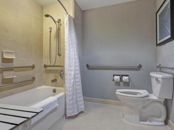 Hyatt Place San Antonio North Stone Oak : photo 7 de la chambre chambre lit king-size avec canapé-lit et douche accessible en fauteuil roulant - accessible aux personnes à mobilité réduite