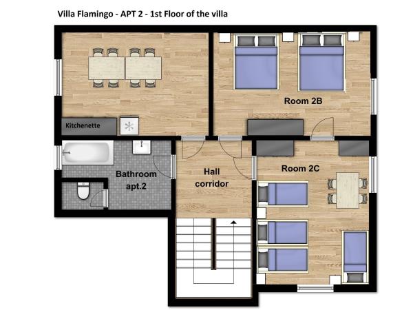 Flamingo Apartments : photo 6 de la chambre suite 2 chambres avec salle de bains privative séparée