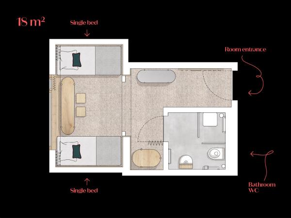 Carina - Design&Lifestyle hotel : photo 6 de la chambre chambre lits jumeaux pour personnes à mobilité réduite