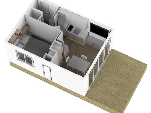 Camping Ulika Mobile Homes - Naturist : photo 6 de la chambre premium mobile home pool view (2+1)