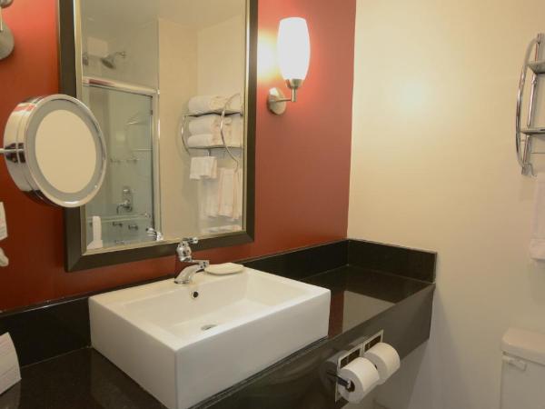 Armon Plaza Montreal Airpt, Trademark Collection by Wyndham : photo 4 de la chambre chambre lit queen-size avec douche accessible en fauteuil roulant - adaptée aux personnes à mobilité réduite/malentendantes - non-fumeurs