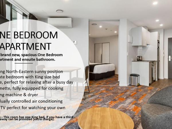 Ramada by Wyndham Newmarket Auckland : photo 9 de la chambre appartement 1 chambre lit king-size avec kitchenette - ne donne pas sur autoroute