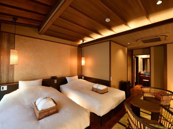 Muromachi Yutone Kyokoyado : photo 2 de la chambre chambre lits jumeaux avec salle de bains privative et tatami au sol - usuzakura