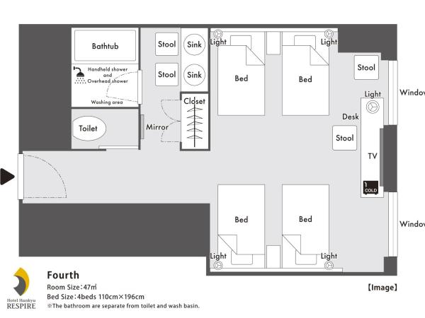 Hotel Hankyu RESPIRE OSAKA : photo 4 de la chambre chambre quadruple (12ème-23ème Étage) - non-fumeurs