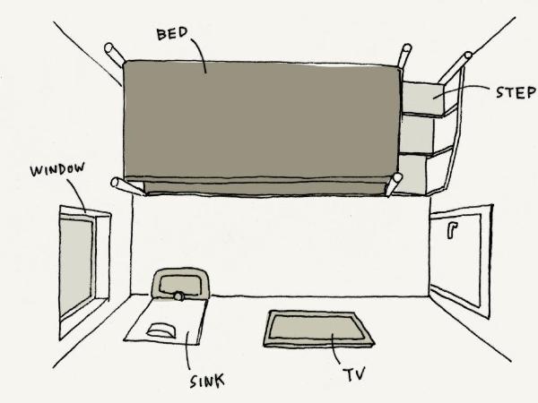 Piece Hostel Kyoto : photo 6 de la chambre chambre lits jumeaux avec lits superposés et salle de bains commune
