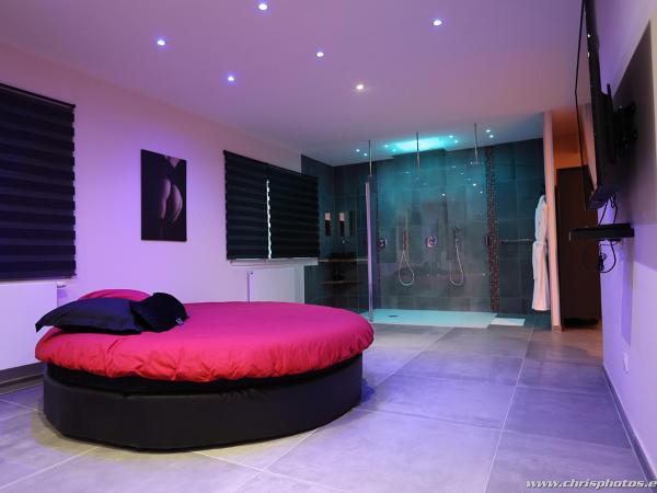 Ds Plaisir Love Room avec sauna, jacuzzi à Nancy : photo 1 de la chambre chambre lit king-size avec baignoire spa