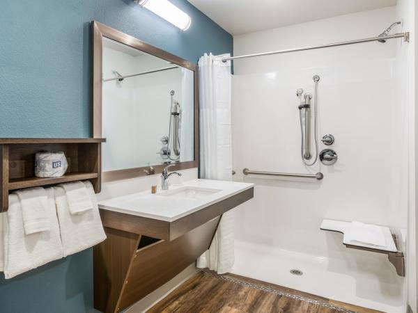 WoodSpring Suites Orlando I-4 & Convention Center : photo 7 de la chambre chambre lit queen-size avec douche accessible en fauteuil roulant - adaptée aux personnes à mobilité réduite - non-fumeurs