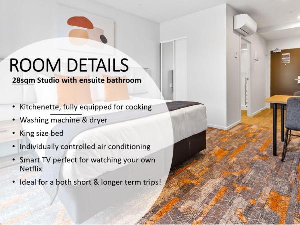 Ramada by Wyndham Newmarket Auckland : photo 2 de la chambre studio lit king-size avec kitchenette - face à l'autoroute