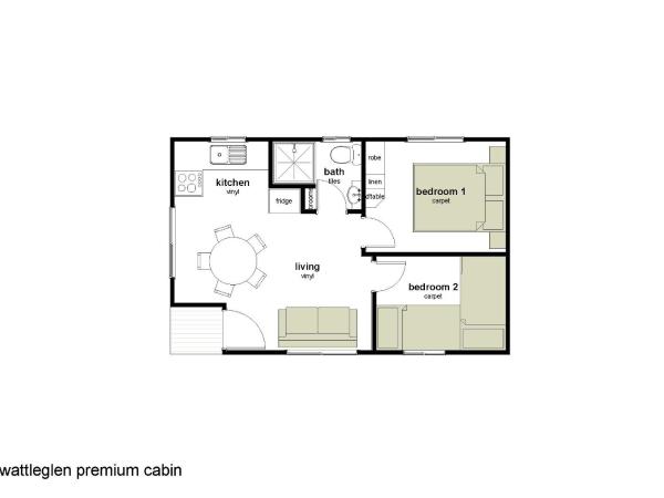 Alivio Tourist Park Canberra : photo 5 de la chambre wattle glen premium cabin (2 bedroom)