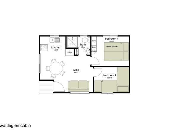 Alivio Tourist Park Canberra : photo 7 de la chambre wattle glen cabin (2 bedroom)