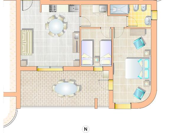 Residence Serenissima : photo 7 de la chambre deluxe two-bedroom apartment (7 adults) 