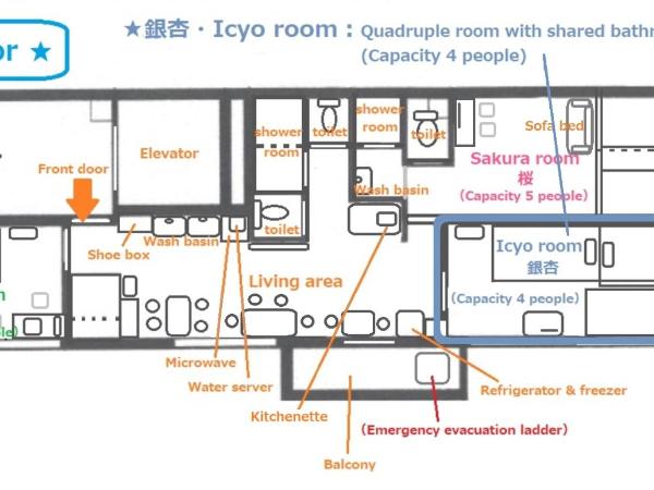 GUEST HOUSE B's FiveⅡ : photo 5 de la chambre chambre quadruple avec salle de bains commune