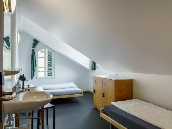 Backpackers Villa Sonnenhof - Hostel Interlaken : photo 1 de la chambre chambre lits jumeaux avec salle de bains commune