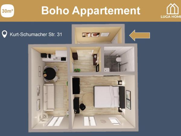 Luga Homes - Stadthaus : photo 6 de la chambre two-bedroom apartment 