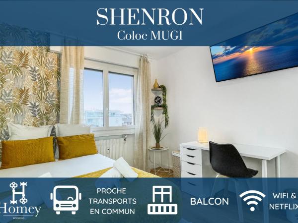 HOMEY LA COLOC MUGI - Colocation haut de gamme - Chambres privées - Balcon - Wifi et Netflix - Proche transports commun : photo 1 de la chambre chambre double avec salle de bains commune