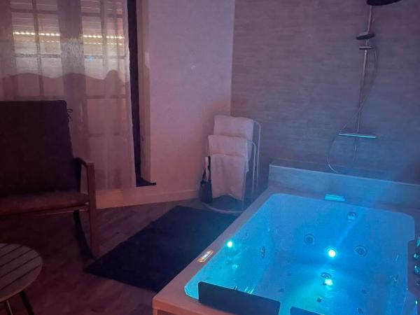 Magnifique Loft 35m2 Jacuzzi RVB NIGHT 1 : photo 2 de la chambre suite lit king-size avec baignoire spa