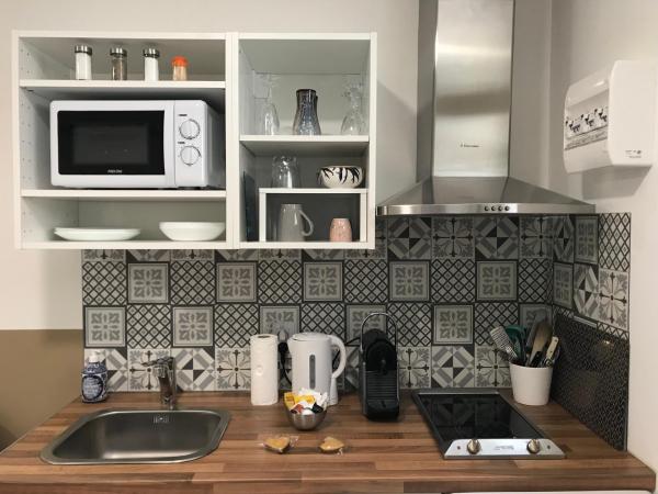 Studette de 17m2 avec parking privé gratuit Climatisation et petite cuisine : photo 8 de la chambre chambre double avec salle de bains privative