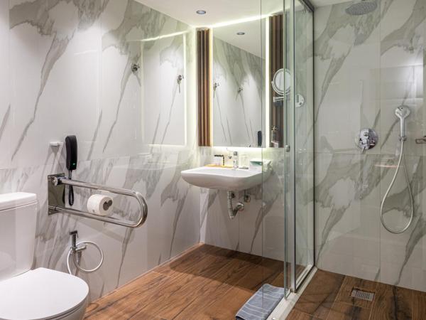 Vanoro Hotel : photo 2 de la chambre chambre lit king-size avec douche accessible en fauteuil roulant - adaptée aux personnes à mobilité réduite