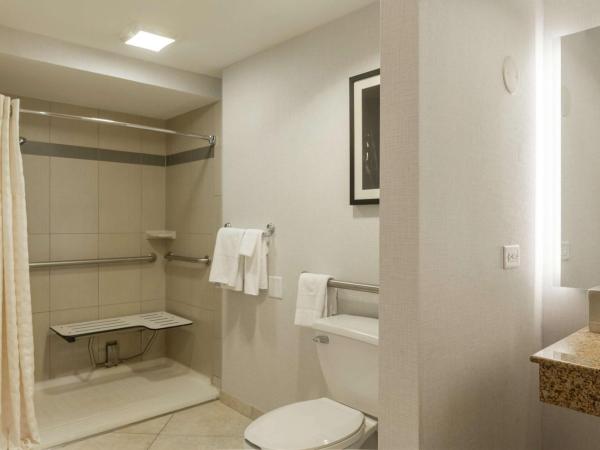 Hilton Chicago/Oak Lawn : photo 7 de la chambre chambre lit king-size avec douche accessible en fauteuil roulant - adaptée aux personnes à mobilité réduite