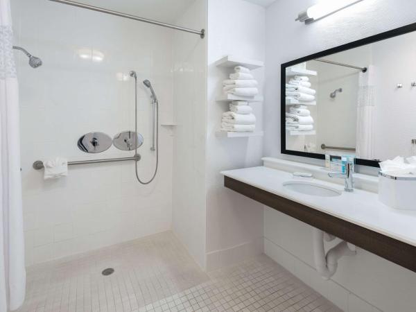 Hampton Inn & Suites San Antonio Brooks City Base, TX : photo 2 de la chambre chambre lit king-size avec douche accessible en fauteuil roulant - adaptée aux personnes à mobilité réduite/non-fumeurs