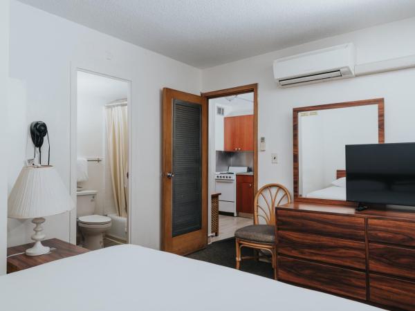 Royal Grove Waikiki : photo 3 de la chambre suite 1 chambre lit king-size avec canapé-lit et cuisine entièrement Équipée