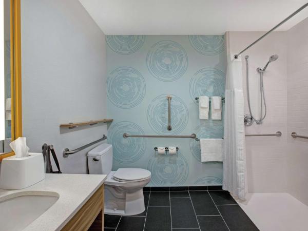 Tru By Hilton Austin Airport, Tx : photo 3 de la chambre chambre lit king-size avec douche accessible en fauteuil roulant - adaptée aux personnes à mobilité réduite et aux malentendants