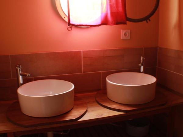 Péniche Espoir : photo 5 de la chambre chambre double avec salle de bains privative séparée