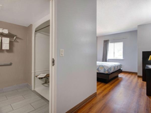 Motel 6-San Antonio, TX - South : photo 1 de la chambre chambre lit king-size avec douche à l'italienne - accessible aux personnes à mobilité réduite - non-fumeurs