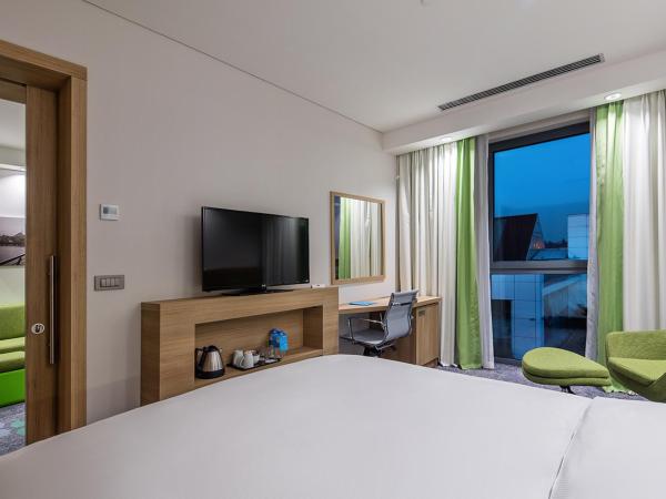 Hampton by Hilton Istanbul Zeytinburnu : photo 8 de la chambre chambre lit queen-size avec canapé-lit et balcon