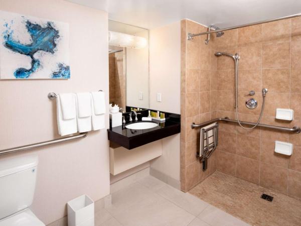 Hilton San Diego Airport/Harbor Island : photo 4 de la chambre chambre lit king-size avec douche accessible en fauteuil roulant - adaptée aux personnes à mobilité réduite