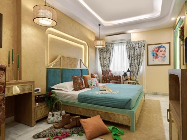 Hotel Sarang Palace - Boutique Stays : photo 3 de la chambre bohemian theme room with artistic rattan décor and designer washroom