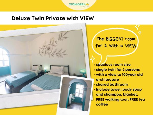 Wonderloft Hostel Kota Tua : photo 1 de la chambre chambre lits jumeaux avec salle de bains commune