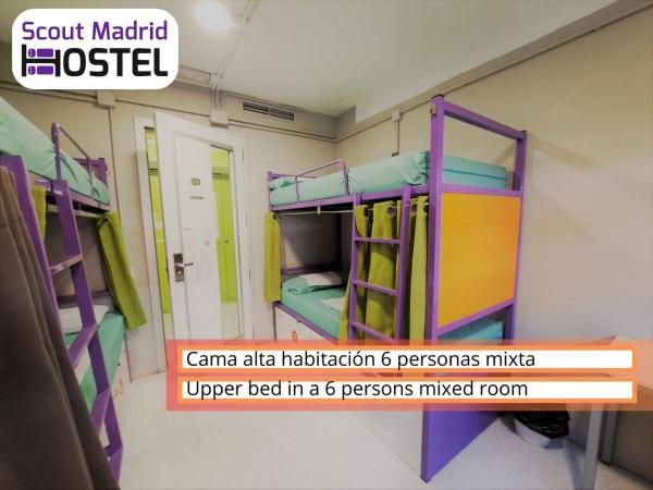 Scout Madrid Hostel : photo 1 de la chambre lit simple dans dortoir mixte de 6 lits avec salle de bains commune