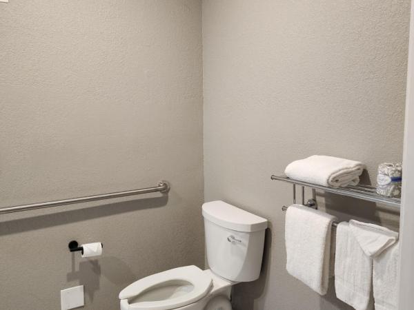 Motel 6 Sacramento CA Natomas : photo 4 de la chambre chambre lit queen-size pour personnes à mobilité réduite avec douche accessible en fauteuil roulant