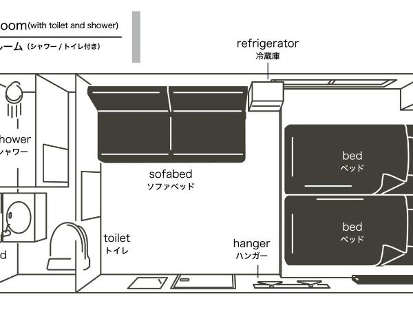 Hotel Plus Hostel SAPPORO : photo 4 de la chambre chambre triple avec salle de bains privative