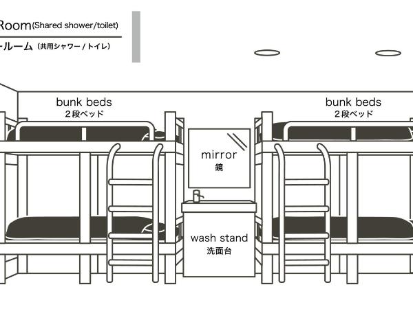 Hotel Plus Hostel SAPPORO : photo 4 de la chambre chambre familiale avec salle de bains commune