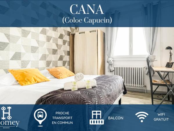 COLOC CAPUCIN - Belle colocation avec 3 chambres indépendantes / Balcon privé / Parking collectif / Wifi gratuit : photo 1 de la chambre chambre double