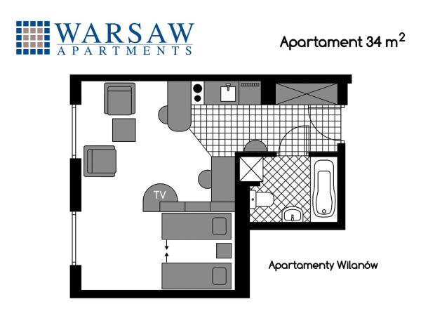 Warsaw Apartments - Apartamenty Wilanów : photo 7 de la chambre appartement avec 1 lit simple