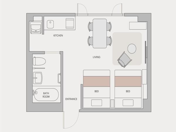 fav HIROSHIMA HEIWAODORI : photo 4 de la chambre chambre lits jumeaux pour personnes à mobilité réduite