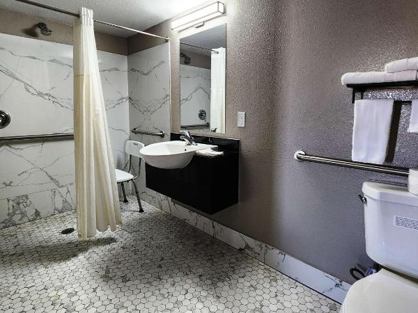 Motel 6 Houston, TX - Medical Center - NRG Stadium : photo 5 de la chambre chambre avec 2 lits queen-size et douche accessible en fauteuil roulant - adaptée aux personnes à mobilité réduite