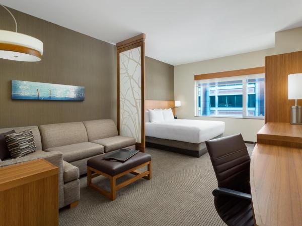 Hyatt Place Chicago/Downtown - The Loop : photo 5 de la chambre chambre lit king-size avec canapé-lit et douche accessible en fauteuil roulant - accessible aux personnes à mobilité réduite